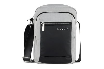 Сумка наплечная мужская BUGATTI Sera, светло-серая, полиэстер, 21х6х26,5 см, 2,5 л