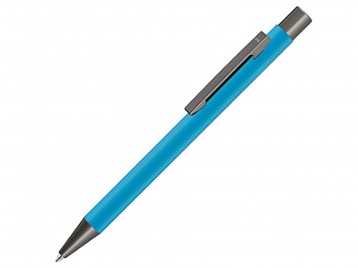 Ручка металлическая шариковая Straight Gum soft-touch с зеркальной гравировкой (Голубой)