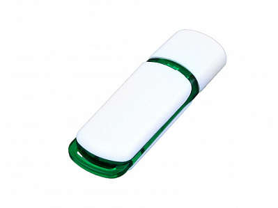 USB 2.0- флешка на 4 Гб с цветными вставками (Белый/зеленый)