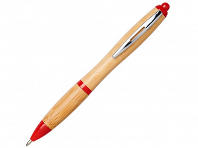 Ручка шариковая Nash из бамбука (Натуральный/красный)
