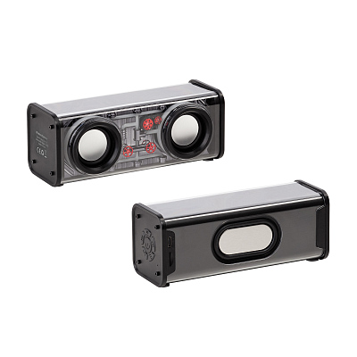 Bluetooth колонка "Buzz Light" 10Вт (2х5Вт) с разноцветной подсветкой-эквалайзером и прозрачным корпусом, черный