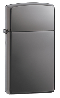 Зажигалка ZIPPO Slim® с покрытием Black Ice ®, латунь/сталь, чёрная, глянцевая, 29x10x60 мм (Серебристый)