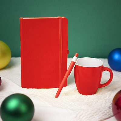 Подарочный набор HAPPINESS: блокнот, ручка, кружка  (Красный)