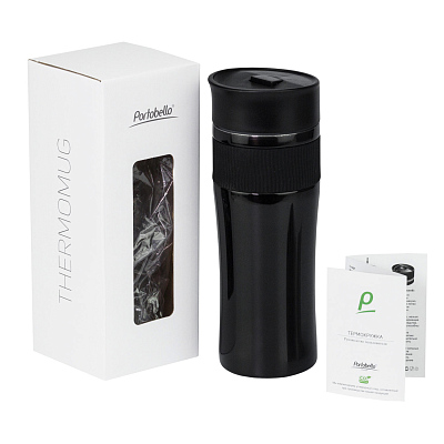 Термокружка вакуумная Поло (Polo), черная