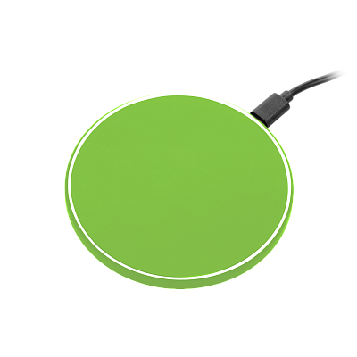 Беспроводное зарядное устройство с подсветкой 15W Аурис (Auris), салатовое