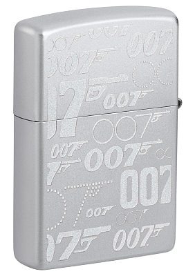 Зажигалка ZIPPO James Bond™ с покрытием Satin Chrome, латунь/сталь, серебристая, 38x13x57 мм