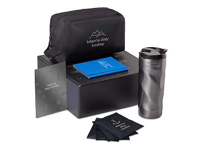 Подарочный набор Re:m. Road  с термокружкой, косметичкой и обложкой для паспорта (Синий)