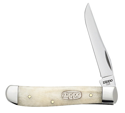 Нож перочинный ZIPPO Smooth Natural Bone Mini Trapper 89 мм цвет слоновой кости
