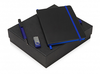 Подарочный набор Q-edge с флешкой, ручкой-подставкой и блокнотом А5 (Черный/синий)