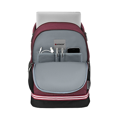 Рюкзак WENGER Collegiate Quadma 16”, красный, 100% полиэстер, 33х17х43 см, 22 л