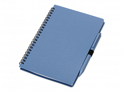 Блокнот А5 Toledo M с обложкой из пшеницы и пластика и шариковой ручкой (Синий)