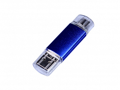 USB 2.0/micro USB/Type-C- флешка на 64 Гб (Синий)