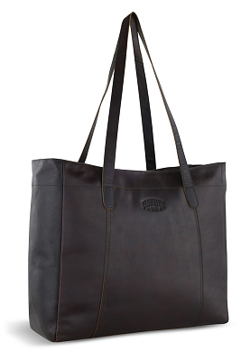 Сумка-шоппер KLONDIKE RUSH «Rachel», натуральная кожа в темно-коричневом цвете, 55 х 37 х 14 см