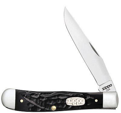 Нож перочинный ZIPPO Rough Black Synthetic Trapper, 105 мм, чёрный