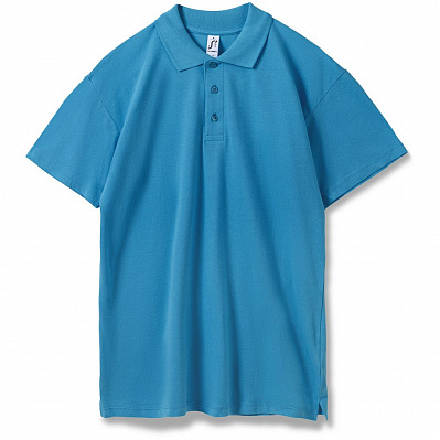 Рубашка поло мужская Summer 170, бирюзовая (Бирюзовый)