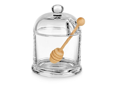 Стеклянная емкость для меда с ложкой Vira (Прозрачный, натуральный)