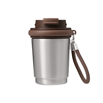 Термокружка вакуумная Сидней (Sydney), серебряная (Серебряный, коричневый)