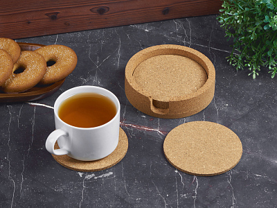 Набор костеров из пробки на подставке Krock