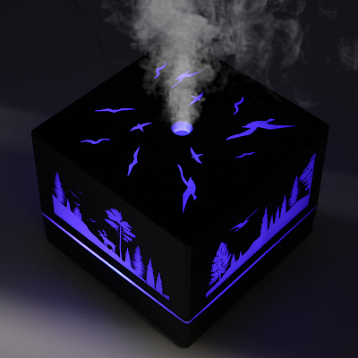 Светодиодный увлажнитель Wisdom с подсветкой гравировки, черный