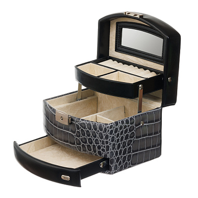 Шкатулка для украшений Jardin D'Ete, цвет антрацит, "рептилия", 15,8 х 13 х 11,5 см (Черный)