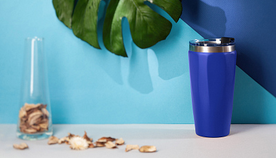 Термостакан "Calypso" 500 мл, покрытие soft touch, черный #, синий