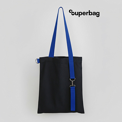 Шоппер Superbag black с ремувкой 4sb (чёрный с синим) (Черный с синим)
