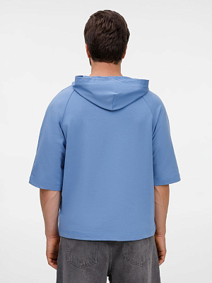 Футболка оверсайз унисекс с капюшоном Neofit, синяя