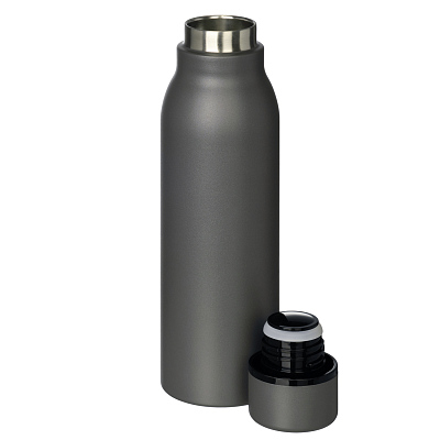 Термобутылка вакуумная герметичная Sorento, серая, зернистое покрытие