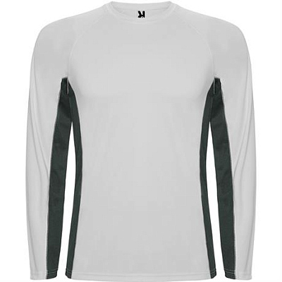 Спортивная футболка SHANGHAI L/S мужская, БЕЛЫЙ/ТЕМНЫЙ ГРАФИТ 2XL