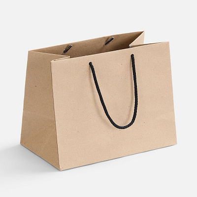 Пакет бумажный Stor, неокрашенный с черными ручками (Чёрный)