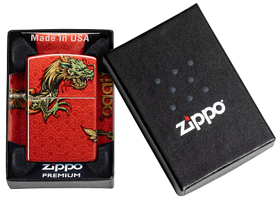 Зажигалка ZIPPO Dragon Design с покрытием 540 Tumbled Brass, латунь/сталь, разноцветная, 38x13x57 мм