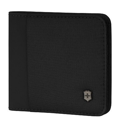 Бумажник VICTORINOX Travel Essentials Bi-Fold Wallet, с защитой от сканирования RFID, чёрный, полиэстер, 11x2x10 см