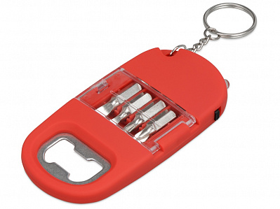 Брелок-открывалка с отвертками и фонариком Uni софт-тач (Красный)