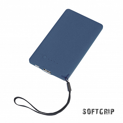 Зарядное устройство "Камень" с покрытием soft grip, 4000 mAh в подарочной коробке  (Темно-синий)