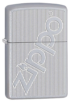 Зажигалка ZIPPO Logo с покрытием Satin Chrome, латунь/сталь, серебристая, матовая, 38x13x57 мм (Серебристый)