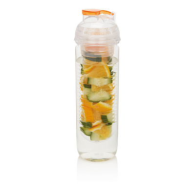 Бутылка для воды с контейнером для фруктов, 500 мл (Оранжевый;)