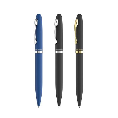 Ручка шариковая "Moon" покрытие soft touch, черный с золотом