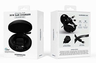 Зарядное устройство Vonmahlen Allroundo GaN, черное