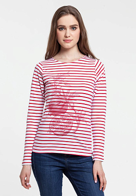 Футболка женская Grand Granat, белая с синим (Красный)