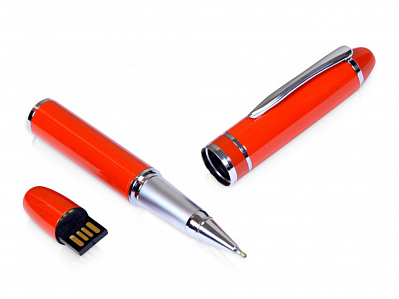 USB 2.0- флешка на 64 Гб в виде ручки с мини чипом (Оранжевый)