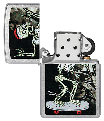 Зажигалка ZIPPO Skateboard Design с покрытием Street Chrome, латунь/сталь, серебристая, 38x13x57 мм