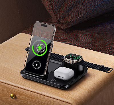 Беспроводная (15W) зарядная станция "Lift" с сенсорным подъёмным механизмом, черный