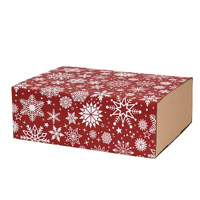 Шубер новогодний "Пингвины" для подарочной коробки 230*170*80 мм (Бордовый)