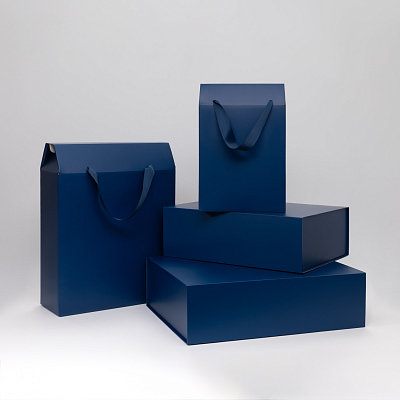 Подарочная коробка-трансформер средняя, синяя