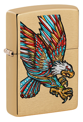 Зажигалка ZIPPO Tattoo Eagle с покрытием Brushed Brass, медь/сталь, золотистая, матовая, 38x13x57 мм (Золотистый)