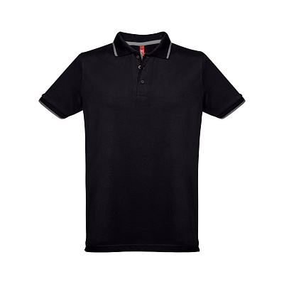 Рубашка-поло мужская SPECTRUM, короткий рукав 195 (Черный, белый)