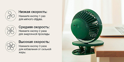 Портативный вентилятор на клипсе Solove F3, темно-синий