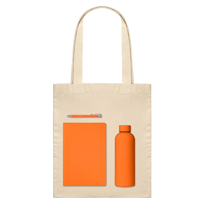 Подарочный набор Medium  (шоппер, ежедневник, ручка, термобутылка) (Оранжевый)