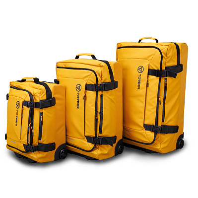 Набор из 3-х сумок на колесах TORBER Mobi , полиэстер 900D с PU покрытием (Желтый)