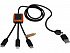 Зарядный кабель 3 в 1 со светящимся логотипом и округлым бамбуковым корпусом - Фото 3